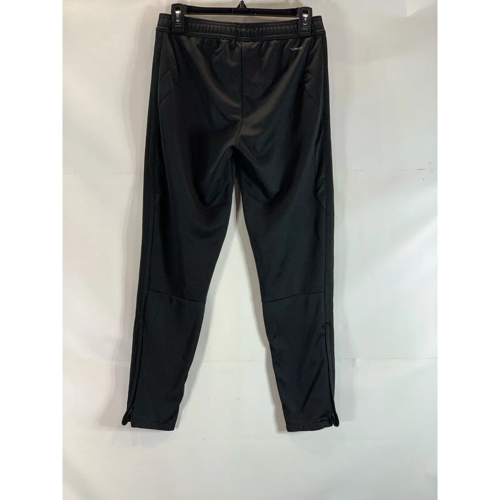 ADIDAS Men's Black Solid Climacool Drawstring Waist Zipper-Hem Track Pants SZ S