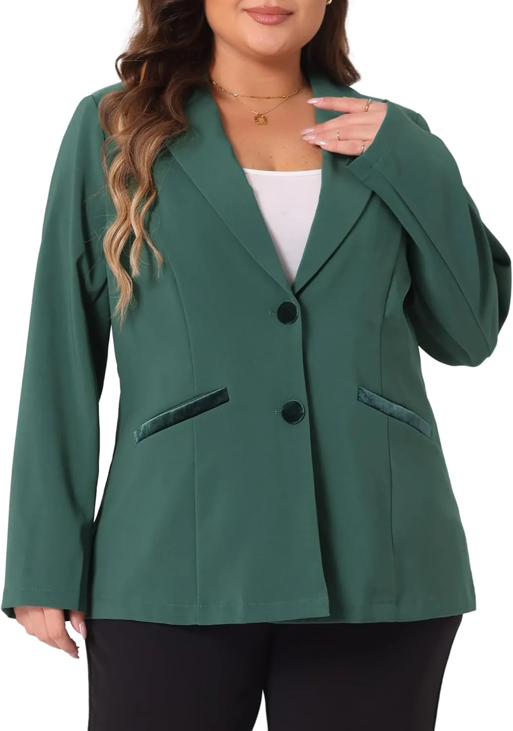 Agnes Orinda Blazers for Women Plus Size Notched Lapel V Neck Business Casual Outfits Suit Jacket Work Fall Blazers