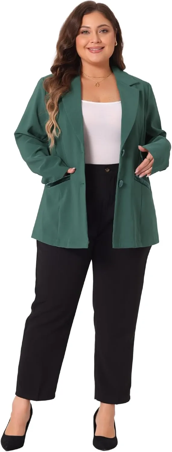 Agnes Orinda Blazers for Women Plus Size Notched Lapel V Neck Business Casual Outfits Suit Jacket Work Fall Blazers