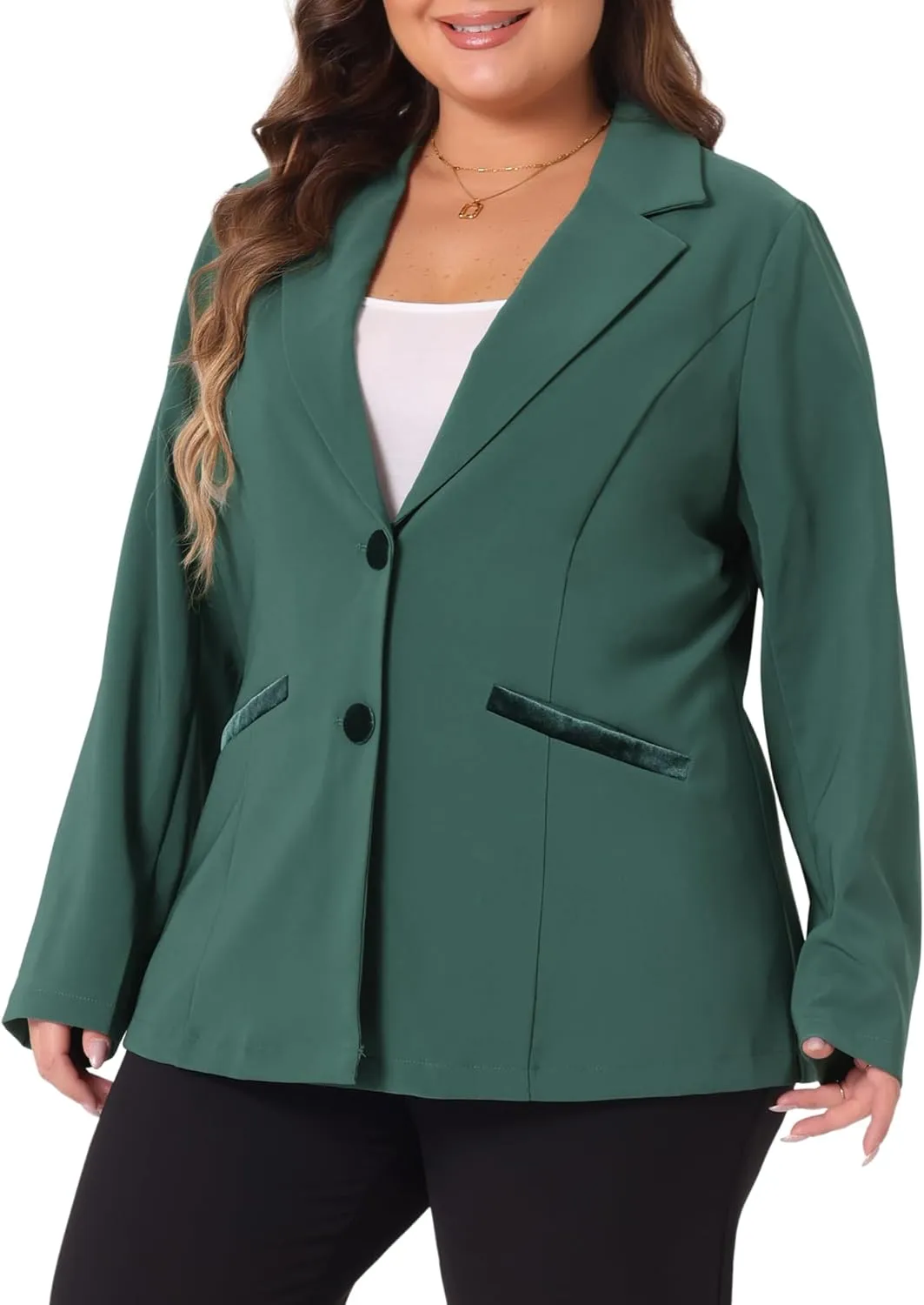Agnes Orinda Blazers for Women Plus Size Notched Lapel V Neck Business Casual Outfits Suit Jacket Work Fall Blazers