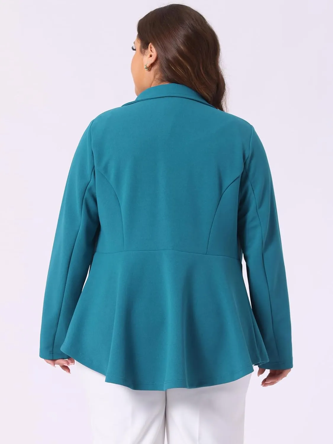 Agnes Orinda Women's Plus Size Blazer Notch Panel Work Business Casual Outfits Dressy Suit Jacket Peplum Blazers