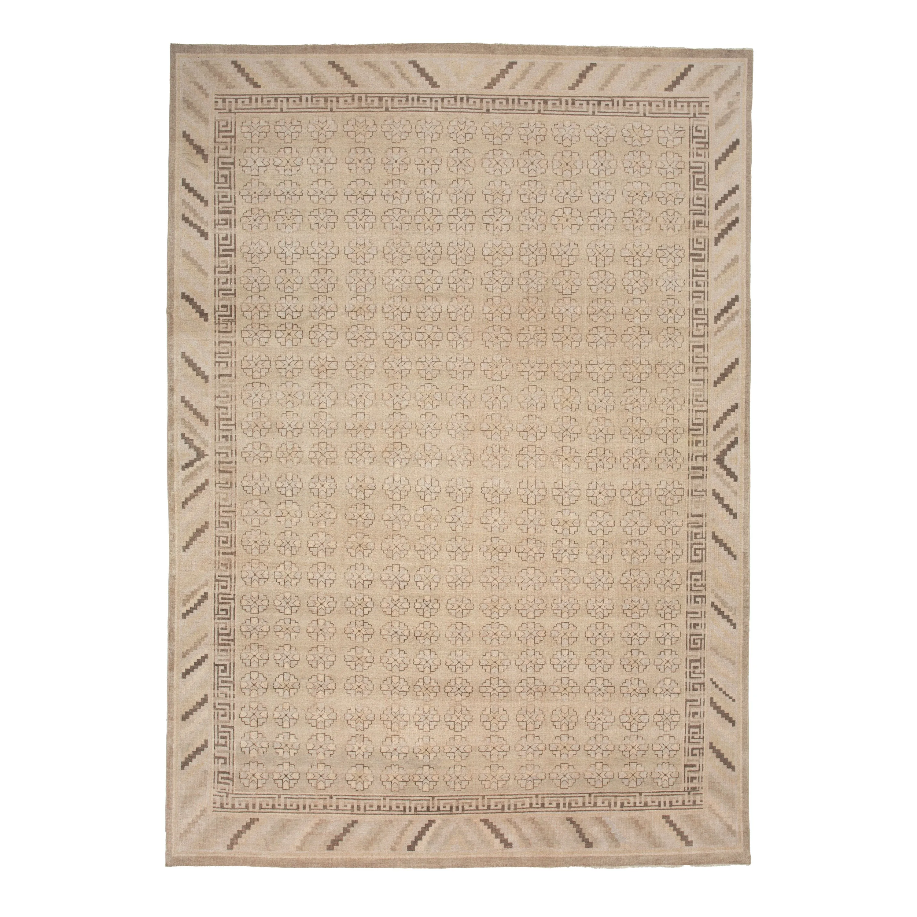 Beige Traditional Wool Rug - 9'6" x 13'6"