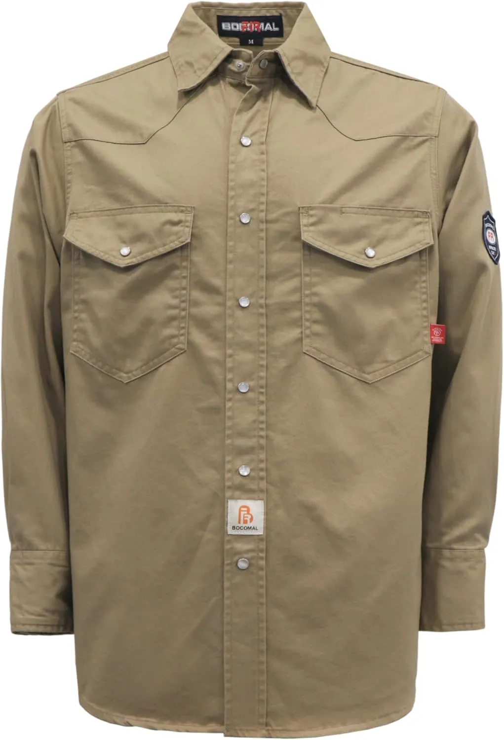 BOCOMAL FR Shirts Flame Resistant 100% C NFPA2112 7.5oz Men's Fire Retardant Welding Shirt