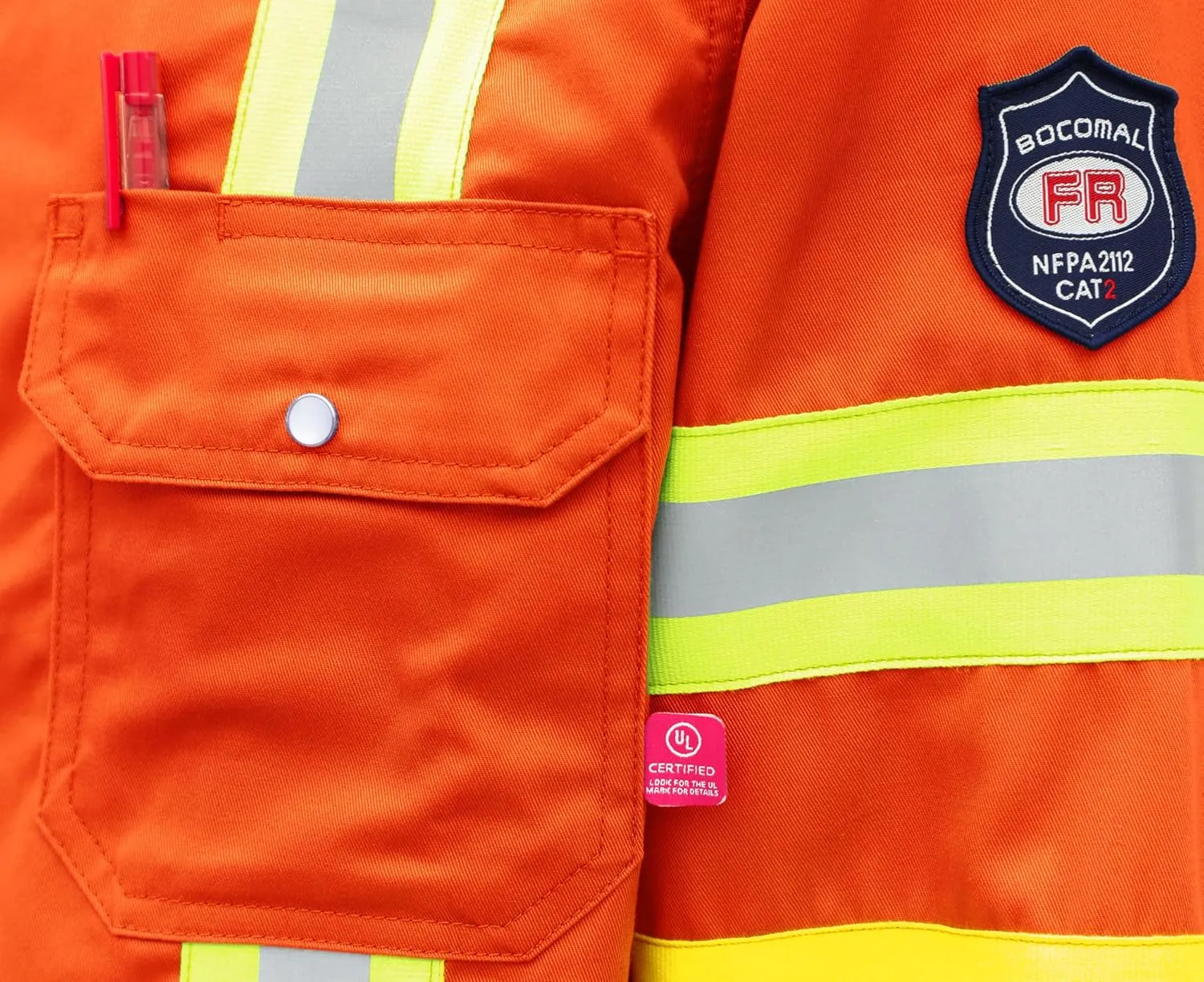 BOCOMAL FR Shirts High Visibility/Hi Vis Flame Resistant/Fire Retardant Shirt 7.5oz Men's Reflective Shirts