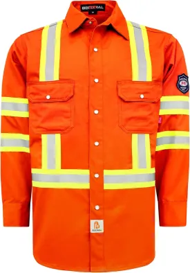 BOCOMAL FR Shirts High Visibility/Hi Vis Flame Resistant/Fire Retardant Shirt 7.5oz Men's Reflective Shirts