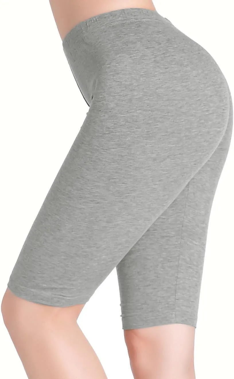 CnlanRow Womens Under Skirt Pants Soft Ultra Stretch Knee Length Leggings Fitness Sport Shorts