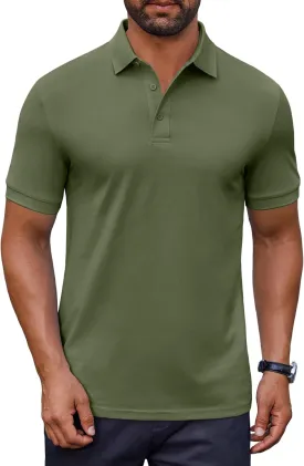 COOFANDY Men's Cotton Pique Polo Shirts Short Sleeve Golf Shirts Basic Casual Collared T-Shirt