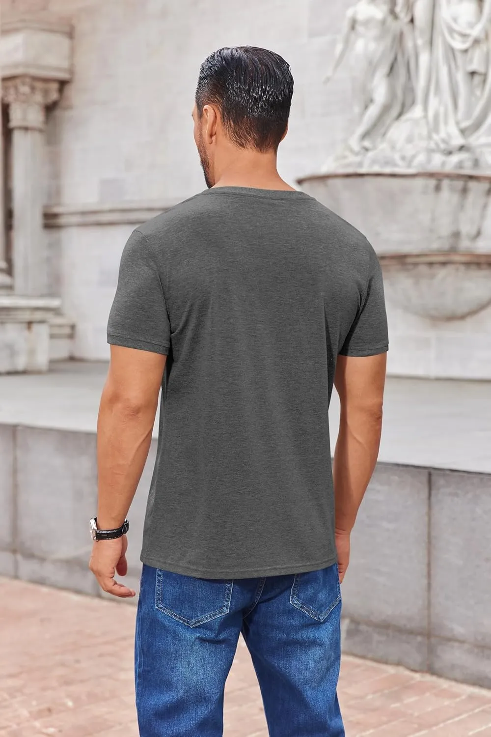 COOFANDY Men's Henley Shirts Short Sleeve Casual Summer Basic Tee Solid Button T-Shirts