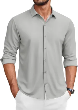 COOFANDY Men's Long Sleeve Wrinkle Free Shirts Button Down Casual Stretch Dress Shirt