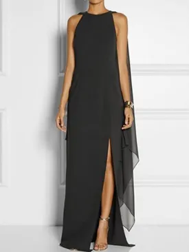 Dunnmall Women's Shift Dress Maxi long Dress Sleeveless Black Solid Colored Layered Split Summer Plus Size Hot Elegant Split Black Purple Red Royal Blue S M L XL XXL 3XL 4XL 5XL