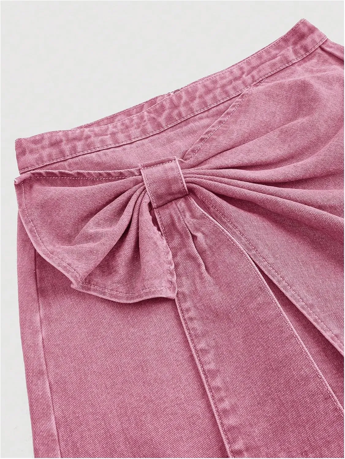 Floerns Women's High Waisted Big Bow Wrap Front Mini Bodycon Denim Skirts