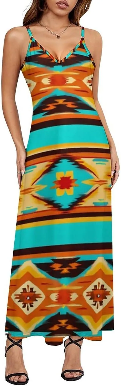 Girl's Sexy Long Sleeveless Dress Summer Full Slip Camisole V Neck Under Dress