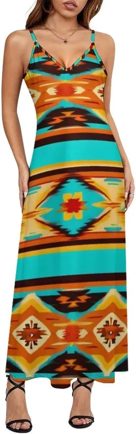 Girl's Sexy Long Sleeveless Dress Summer Full Slip Camisole V Neck Under Dress