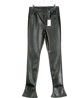 Good American Black Faux Leather Slim Bootcut Trousers W31