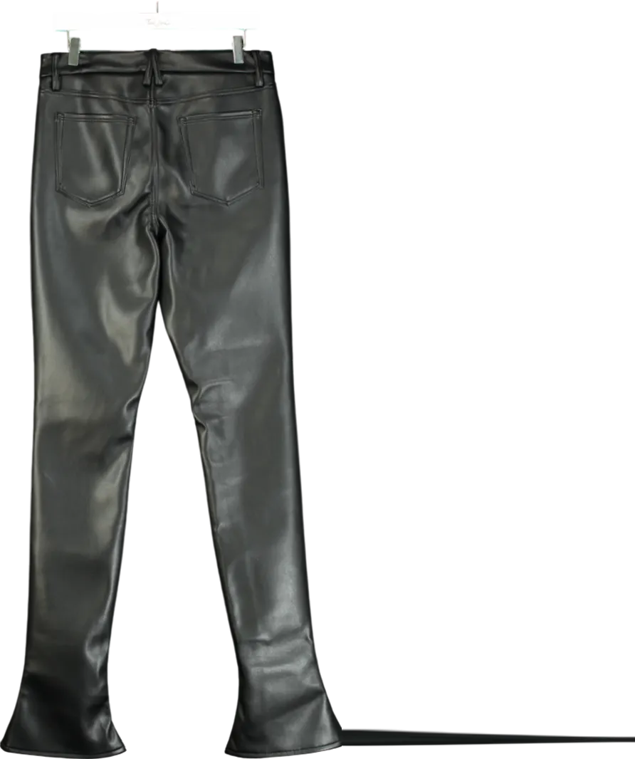 Good American Black Faux Leather Slim Bootcut Trousers W31
