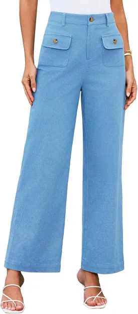 GRACE KARIN Women Wide Leg Pants High Waist Stretchy Pants Dressy Business Work Casual Trousers with Pockets