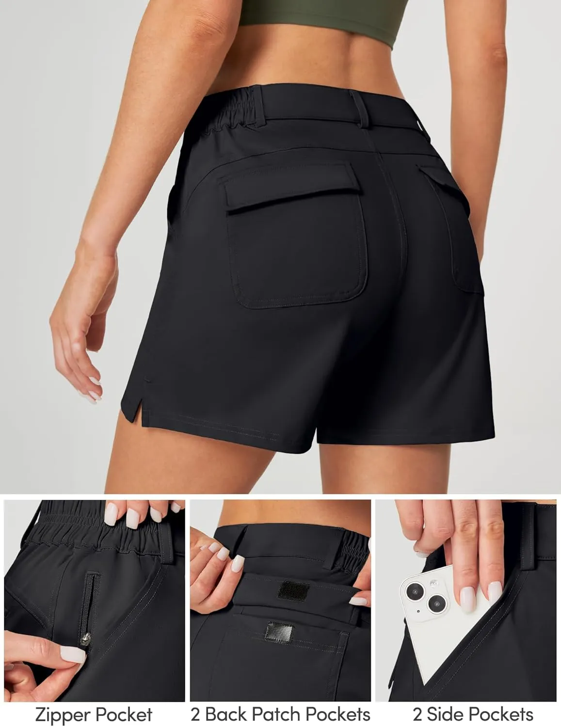 IUGA 5" Hiking Golf Shorts with Pockets Quick Dry Womens Cargo Shorts Casual Summer Short