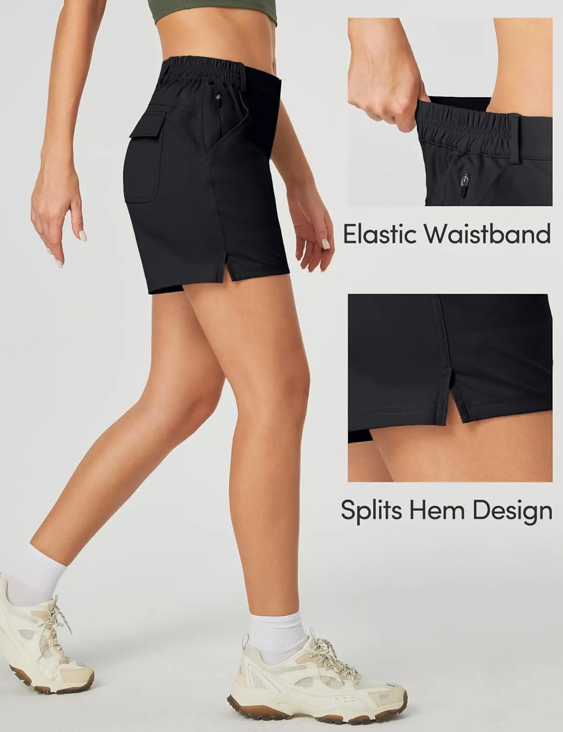 IUGA 5" Hiking Golf Shorts with Pockets Quick Dry Womens Cargo Shorts Casual Summer Short