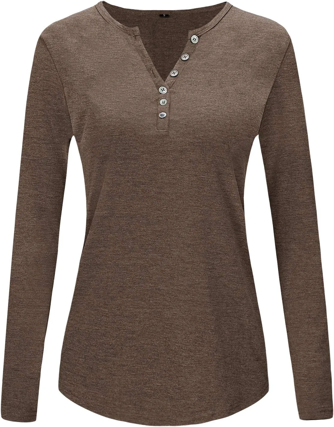 KILIG Womens 2024 Long Sleeve V-Neck Button Loose Casual Henley Tunic Tops T Shirt Fashion