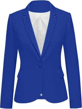 LookbookStore Womens Notched Lapel Pockets Button Work Office Blazer Jacket Suit