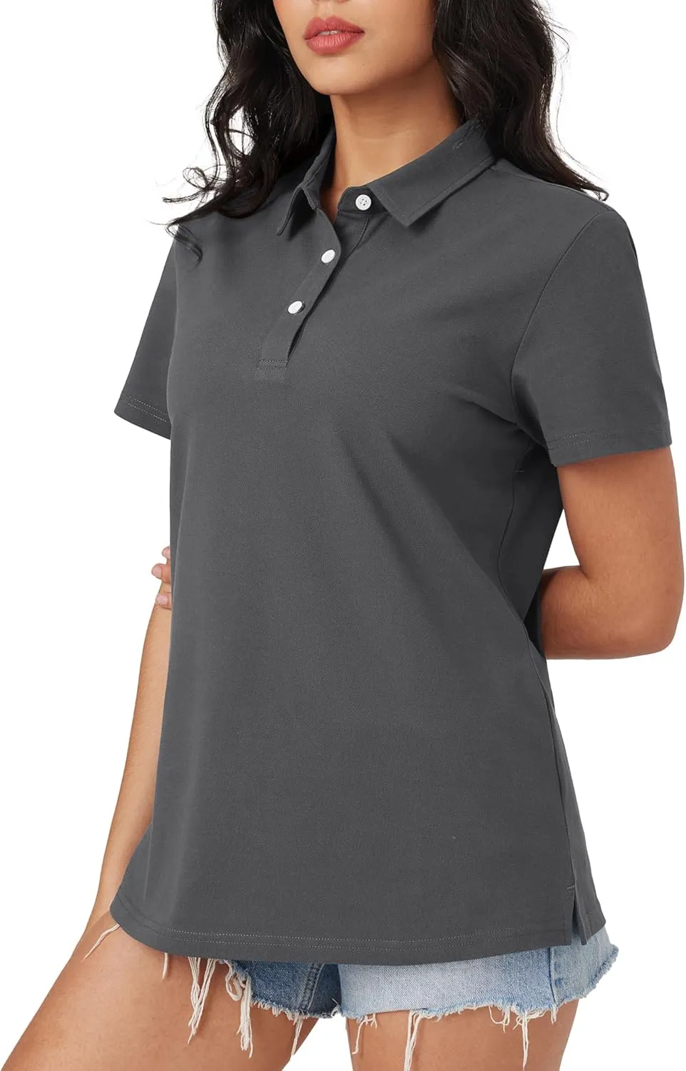 MAGCOMSEN Women's Polo Shirts Moisture Wicking 3 Buttons Short Sleeve Shirt Cotton Cool Casual Tops