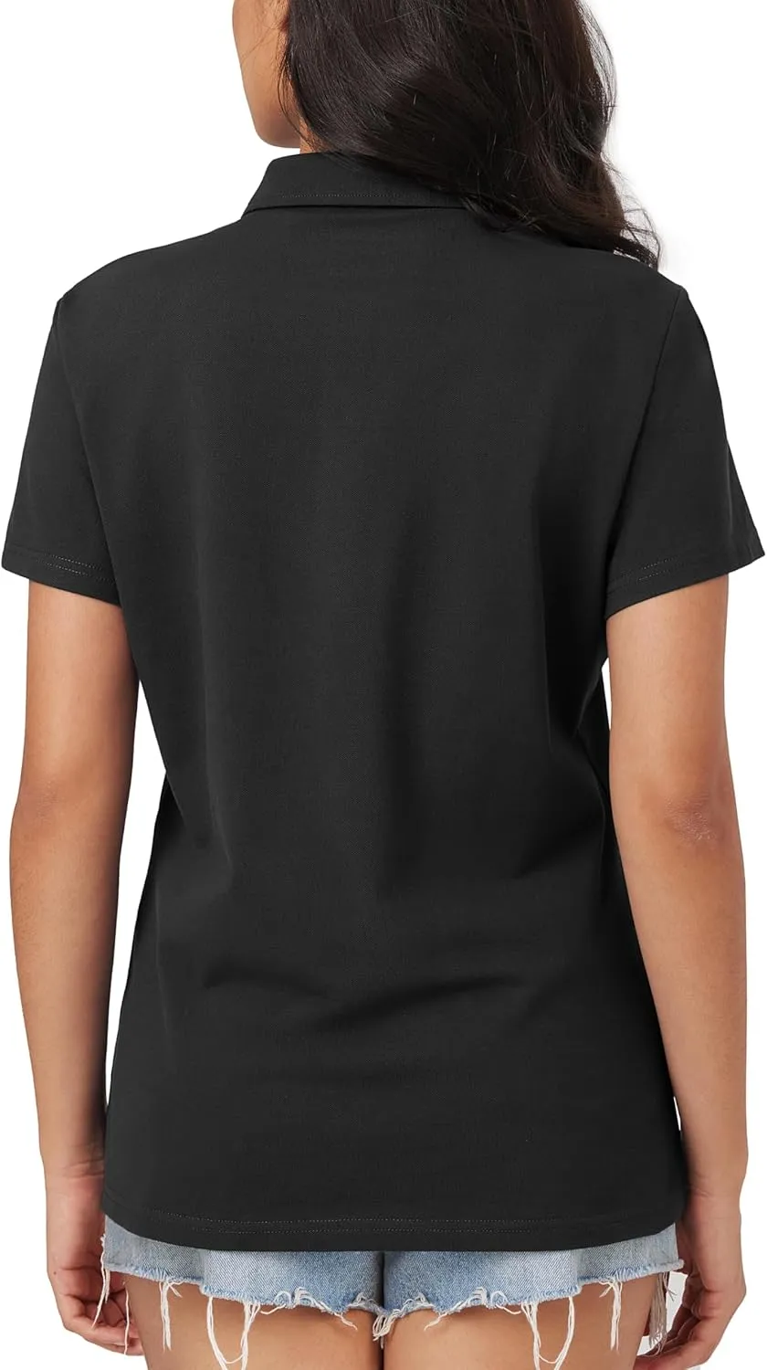 MAGCOMSEN Women's Polo Shirts Moisture Wicking 3 Buttons Short Sleeve Shirt Cotton Cool Casual Tops