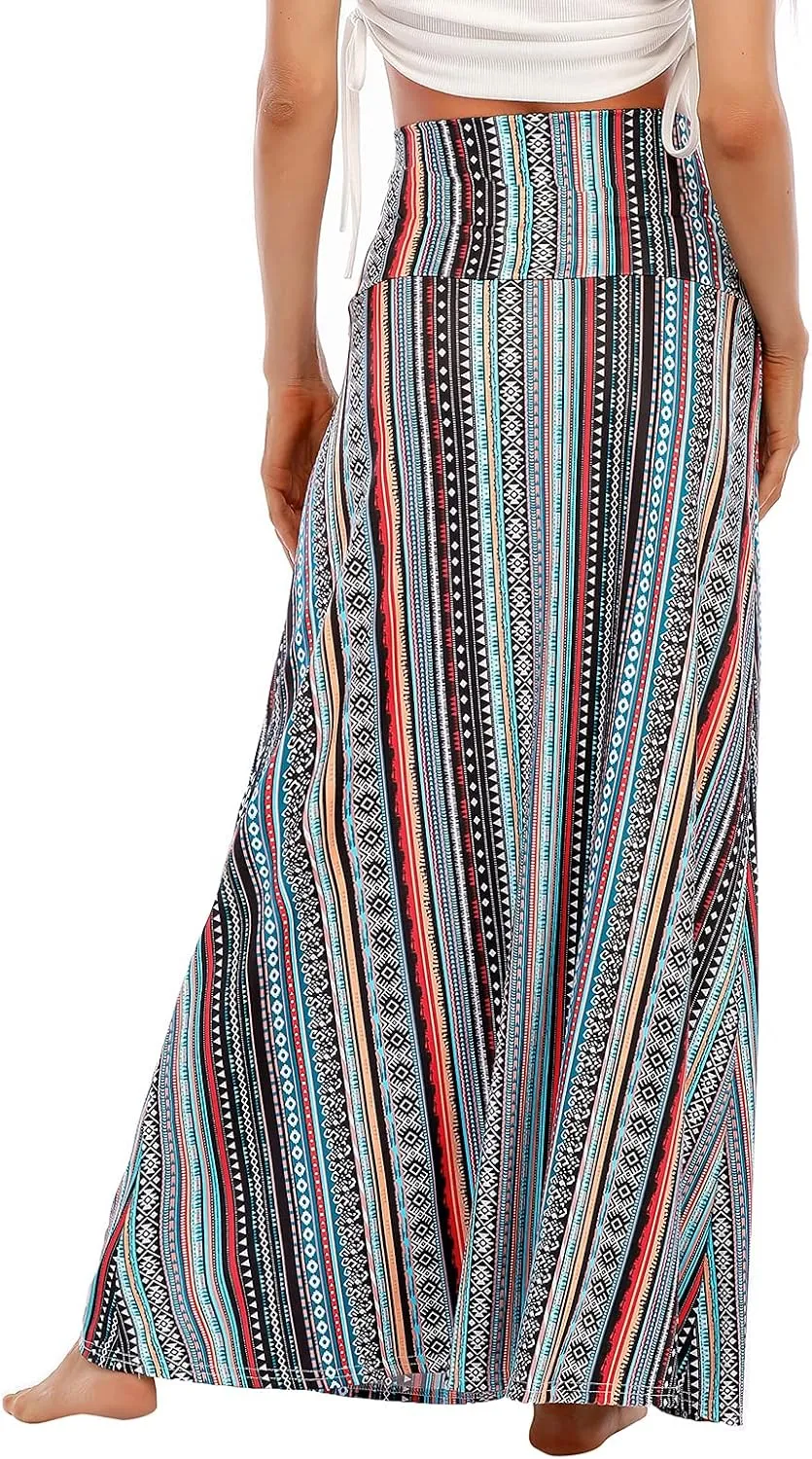 Maxi Skirts for Women Boho Skirt High Waist Long Skirts Floral Skirt Bohemian Maxi Pencil Skirt with Floor Length