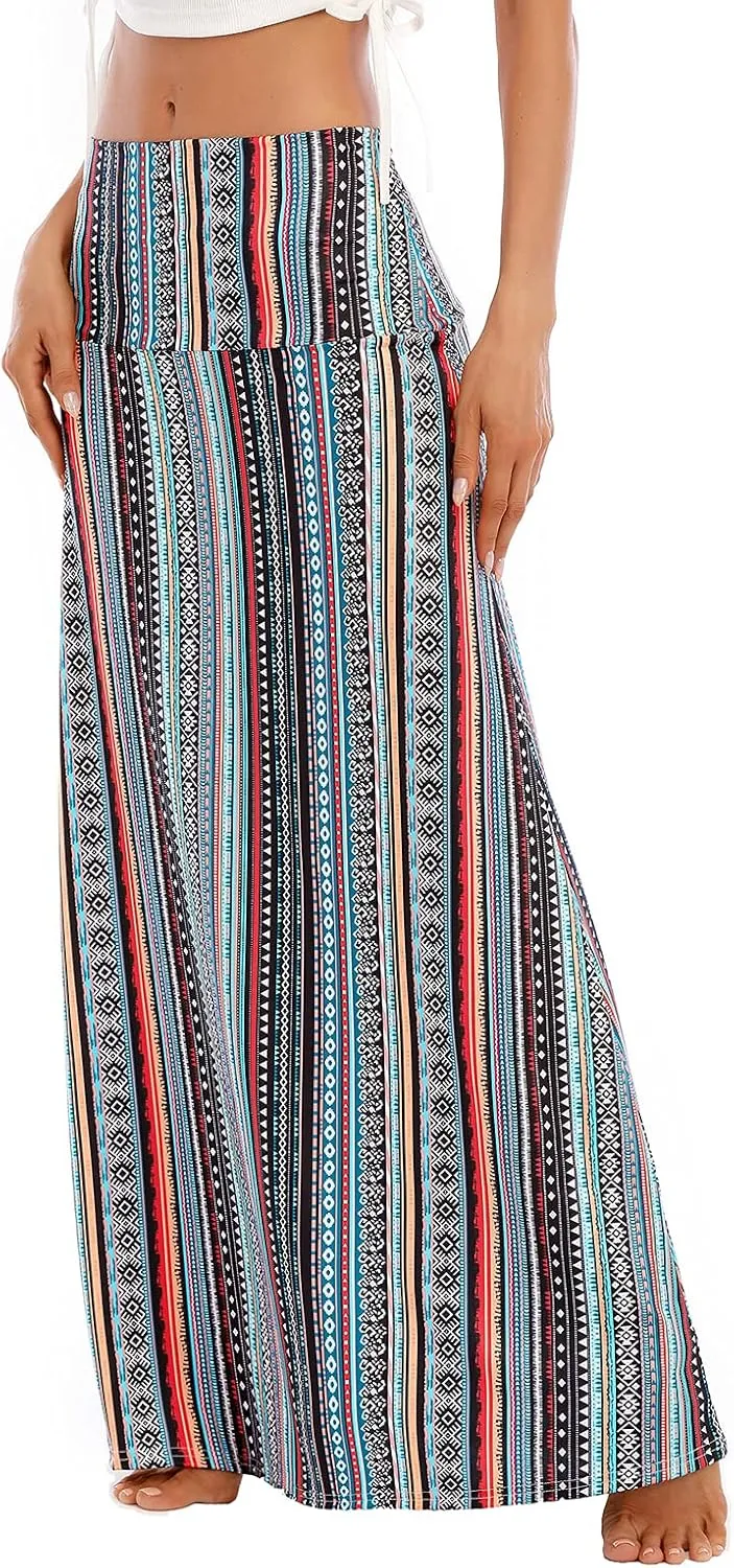 Maxi Skirts for Women Boho Skirt High Waist Long Skirts Floral Skirt Bohemian Maxi Pencil Skirt with Floor Length