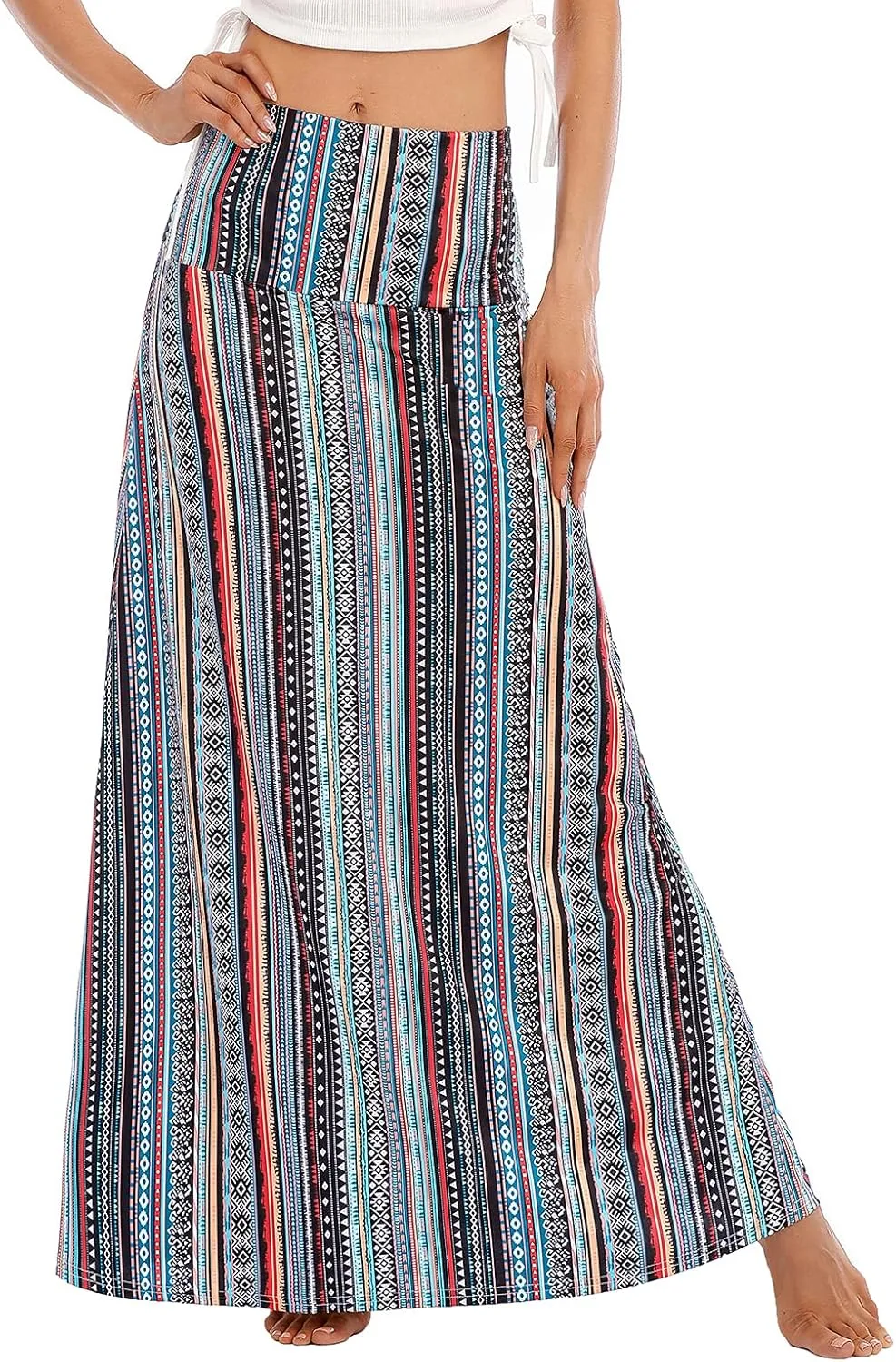 Maxi Skirts for Women Boho Skirt High Waist Long Skirts Floral Skirt Bohemian Maxi Pencil Skirt with Floor Length