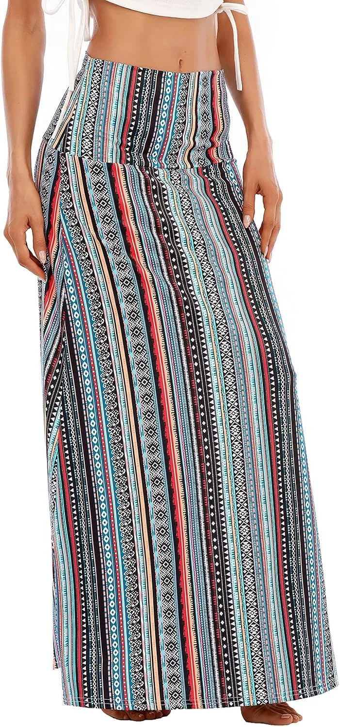 Maxi Skirts for Women Boho Skirt High Waist Long Skirts Floral Skirt Bohemian Maxi Pencil Skirt with Floor Length