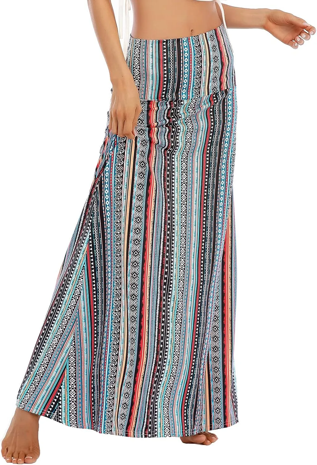 Maxi Skirts for Women Boho Skirt High Waist Long Skirts Floral Skirt Bohemian Maxi Pencil Skirt with Floor Length