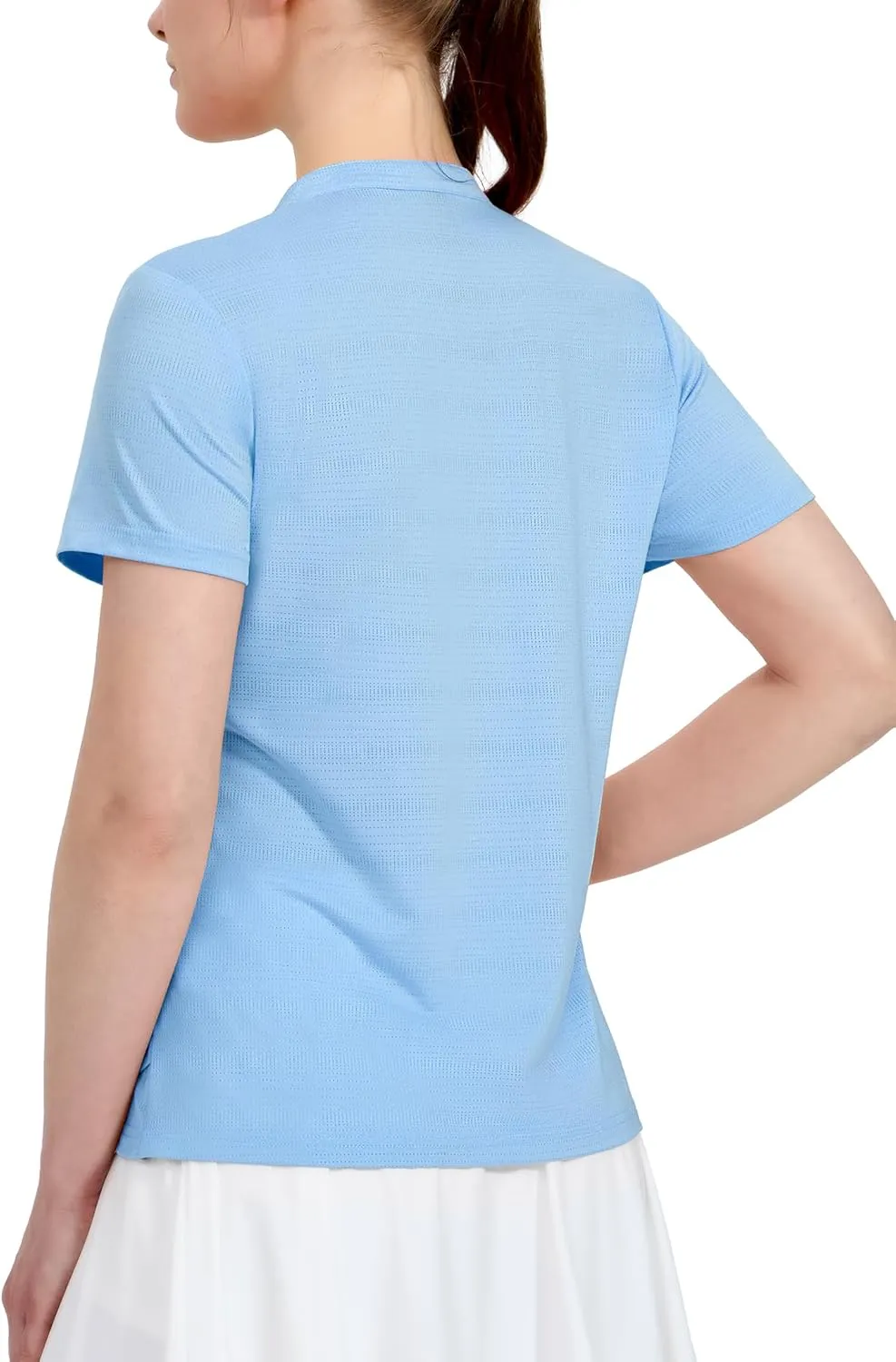 MIER Women's Golf Polo Shirts Collarless Short Sleeve Tennis Running T-Shirts V-Neck Cooling Summer Tee