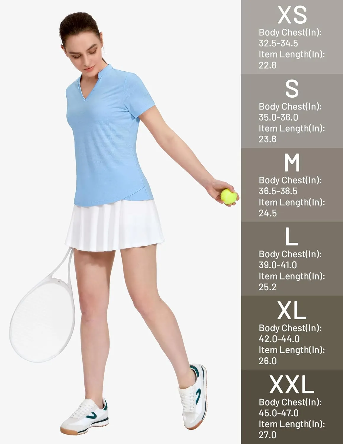 MIER Women's Golf Polo Shirts Collarless Short Sleeve Tennis Running T-Shirts V-Neck Cooling Summer Tee