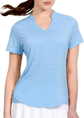 MIER Women's Golf Polo Shirts Collarless Short Sleeve Tennis Running T-Shirts V-Neck Cooling Summer Tee