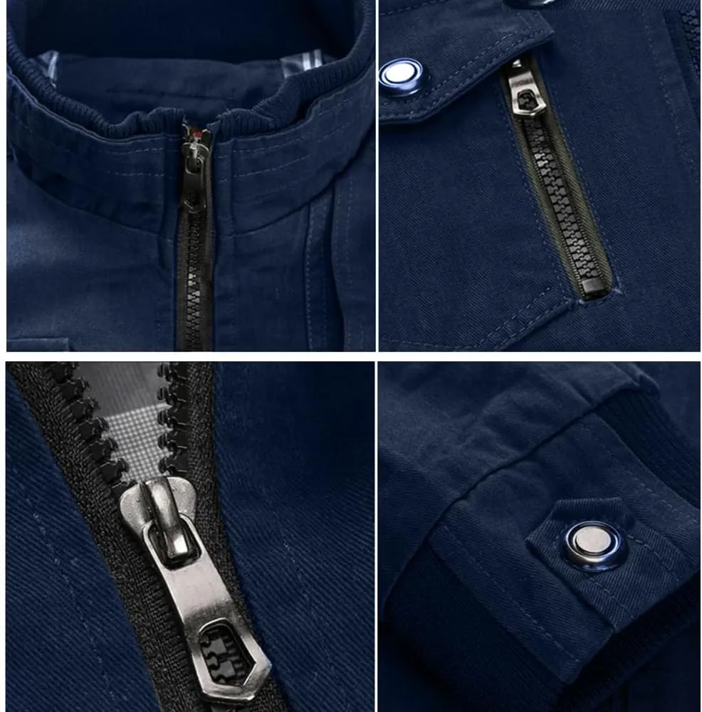 Oymyakon Men's Casual Military Jacket Stand Collar Jackets Coats Cotton Bomber Jackets with Shoulder Straps