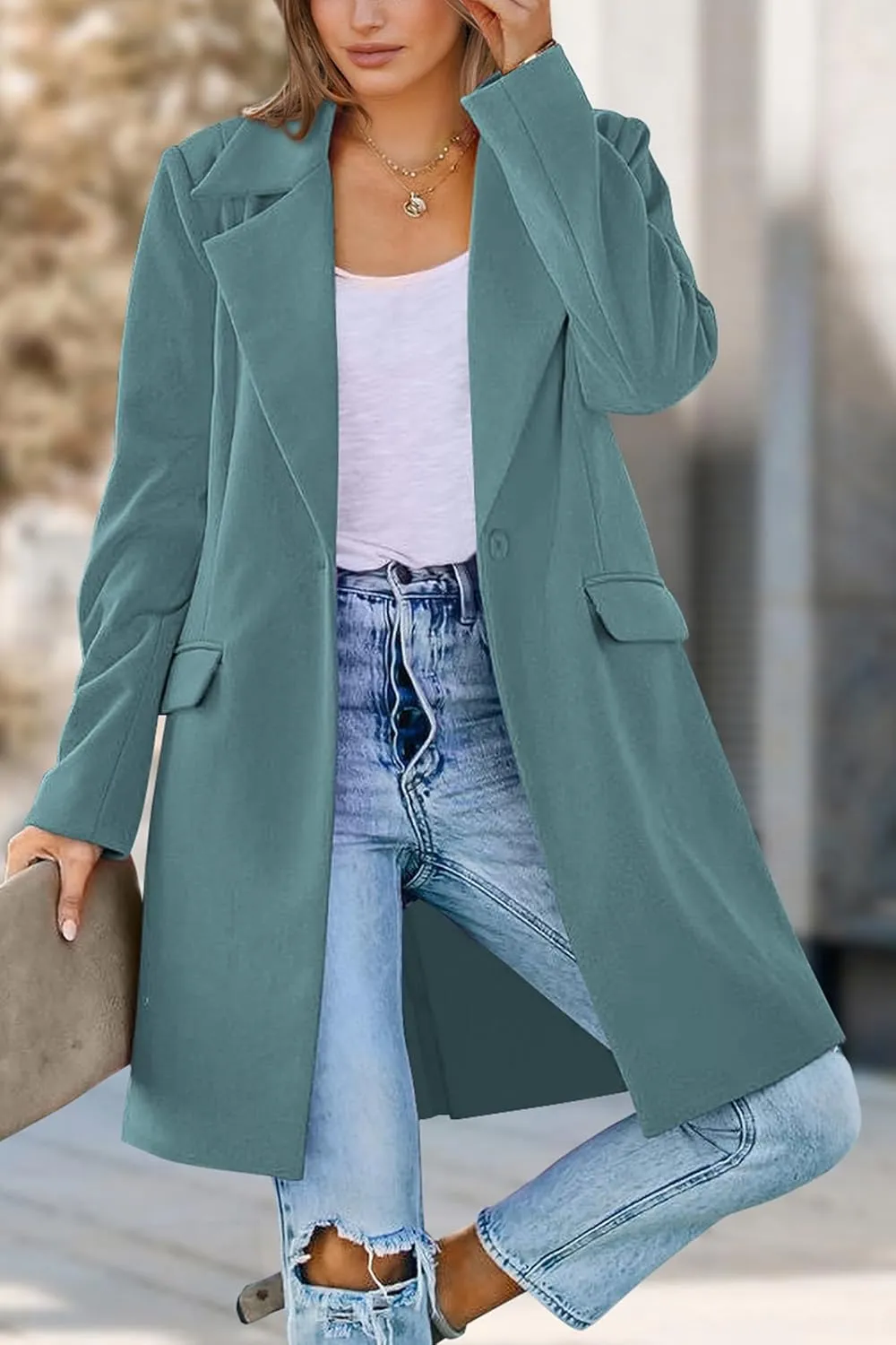 PRETTYGARDEN Women's 2025 Spring Fall Long Blazer Jackets Long Sleeve Lapel Pockets Loose Fit Work Casual Blazers Outerwear