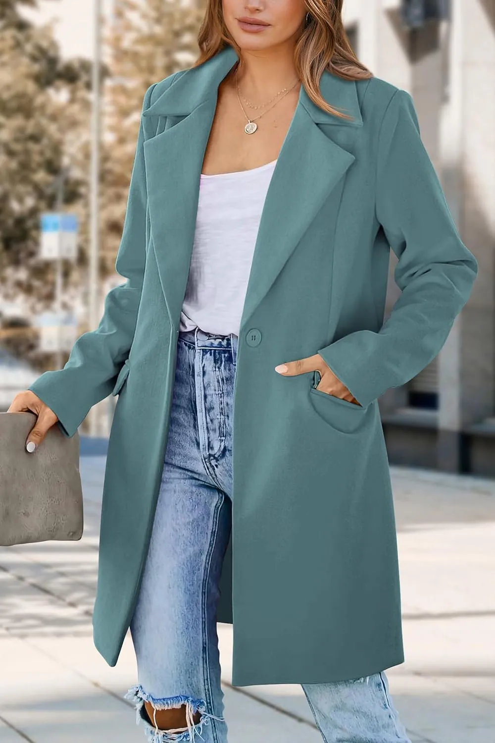 PRETTYGARDEN Women's 2025 Spring Fall Long Blazer Jackets Long Sleeve Lapel Pockets Loose Fit Work Casual Blazers Outerwear