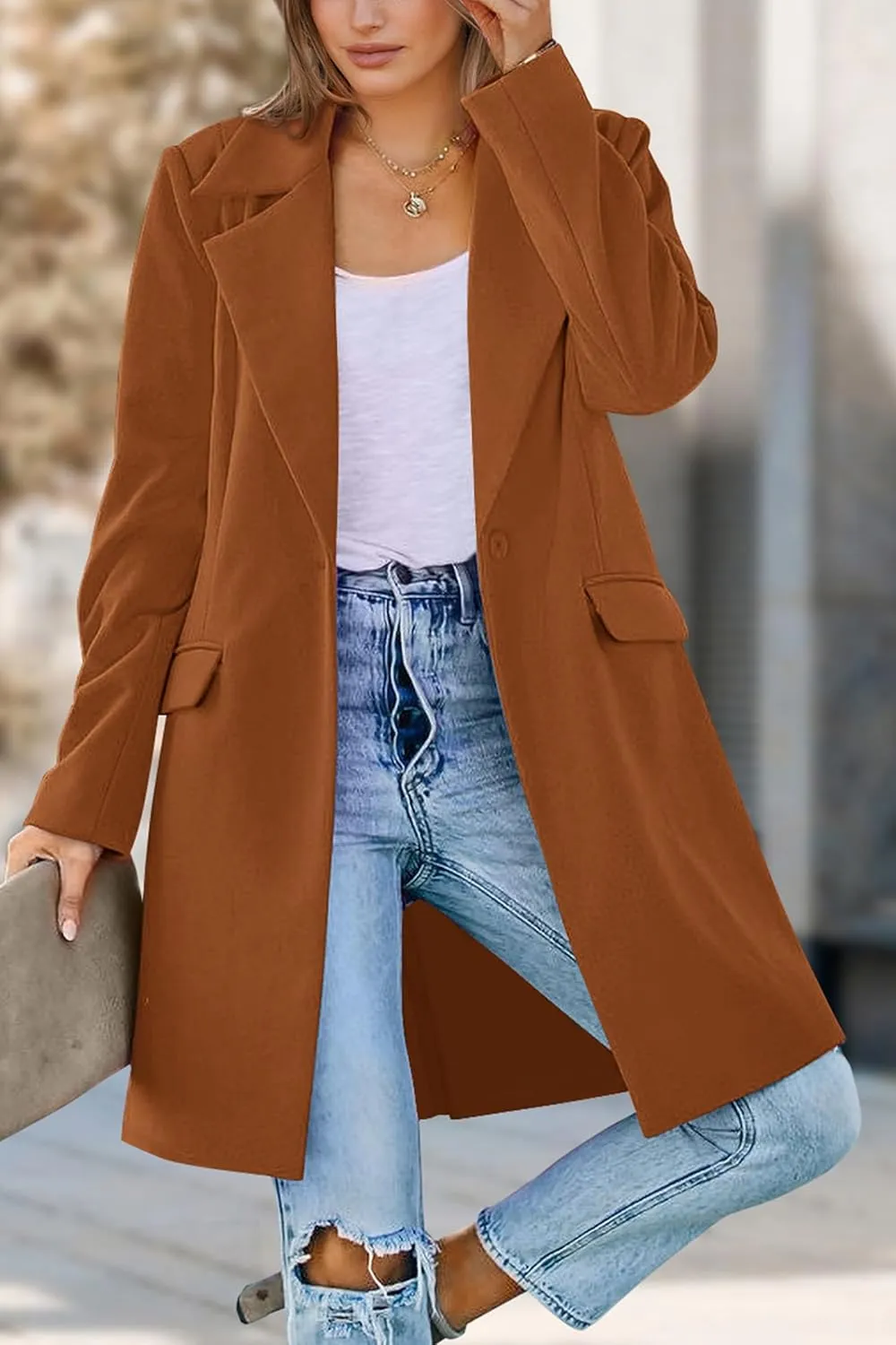 PRETTYGARDEN Women's 2025 Spring Fall Long Blazer Jackets Long Sleeve Lapel Pockets Loose Fit Work Casual Blazers Outerwear