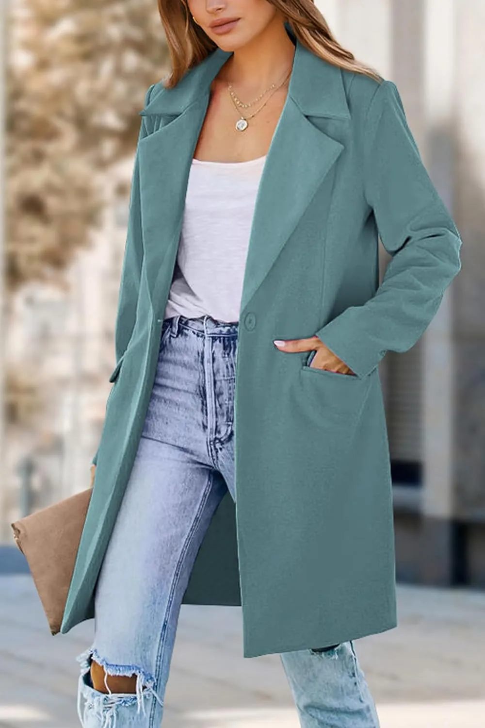 PRETTYGARDEN Women's 2025 Spring Fall Long Blazer Jackets Long Sleeve Lapel Pockets Loose Fit Work Casual Blazers Outerwear
