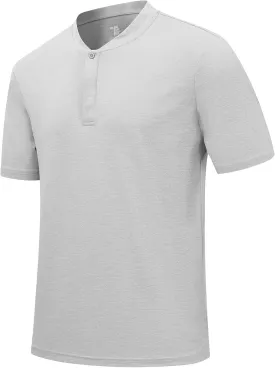 Rdruko Men's Golf Shirts Collarless Henley Dry Fit Athletic Casual Performance Blade Lightweight Polo T Shirts
