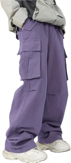 SHENHE Men's Elastic Waist Drawstring Loose Outdoor Hiking Streetwear Cargo Pants