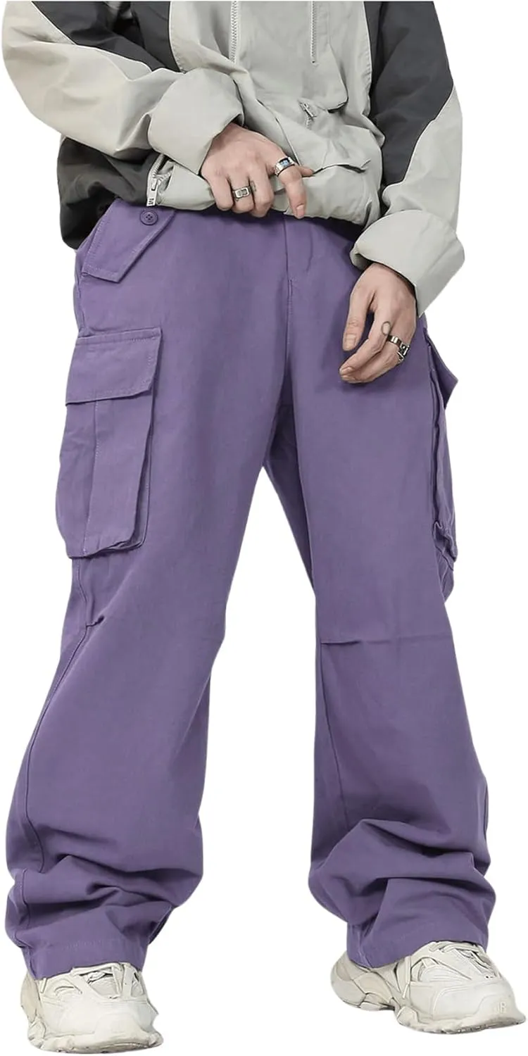 SHENHE Men's Elastic Waist Drawstring Loose Outdoor Hiking Streetwear Cargo Pants