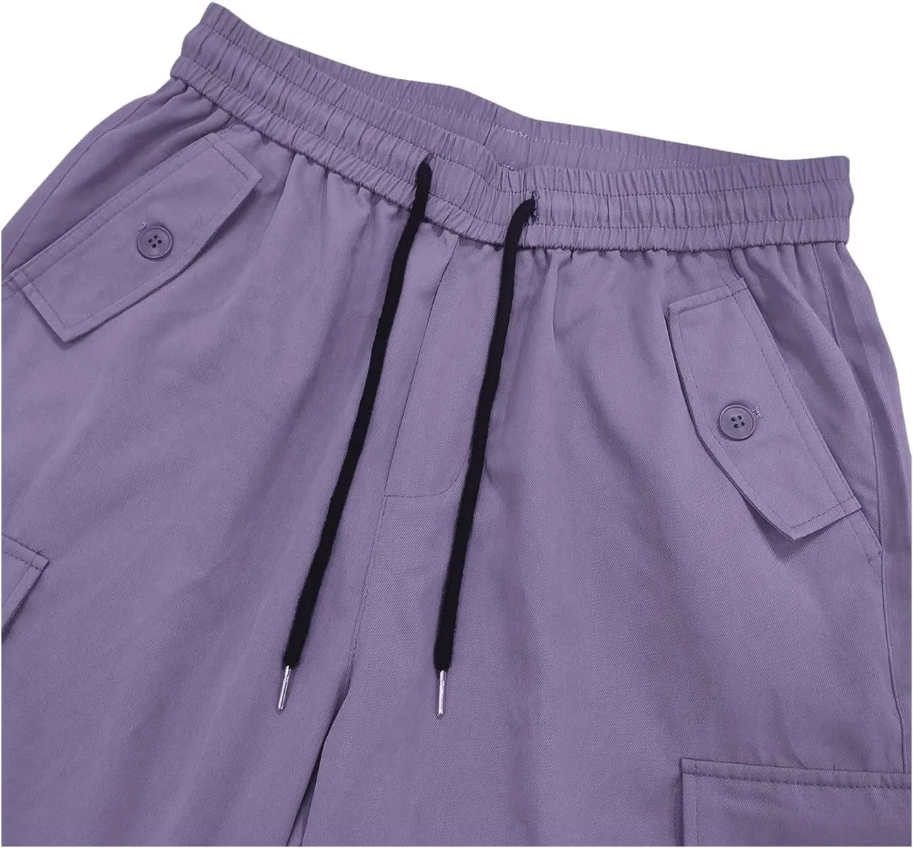SHENHE Men's Elastic Waist Drawstring Loose Outdoor Hiking Streetwear Cargo Pants