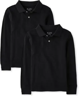 The Children's Place Boys Uniform Long Sleeve Pique Polo