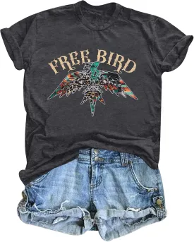 Vintage Rock Band T-Shirts Women: Retro Eagle Graphic Shirts Rock Concert Tee Music Lover Casual Short Sleeve Tops