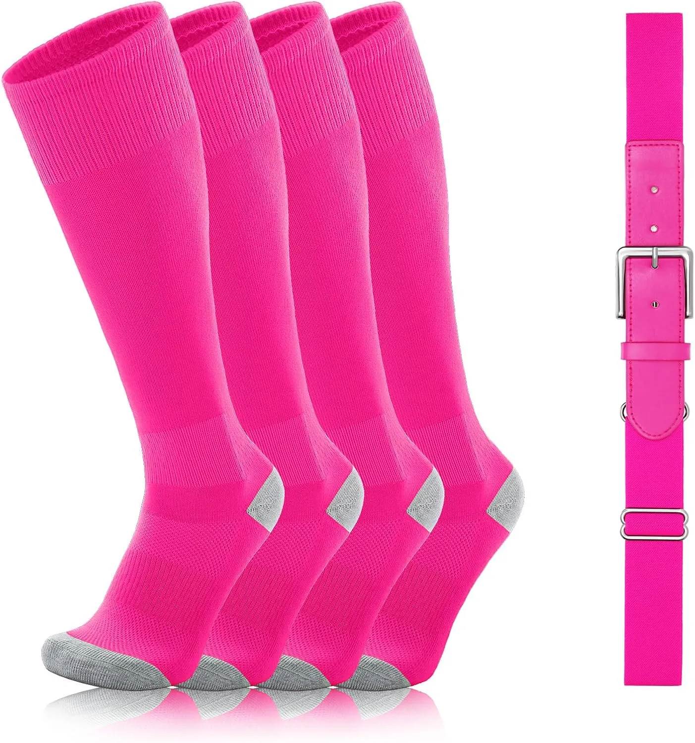 VONMELLI Baseball Socks and Belt Combo Elastic Softball Belt and Socks Adjustable Waist Belt for Boys Youth Adult