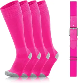 VONMELLI Baseball Socks and Belt Combo Elastic Softball Belt and Socks Adjustable Waist Belt for Boys Youth Adult