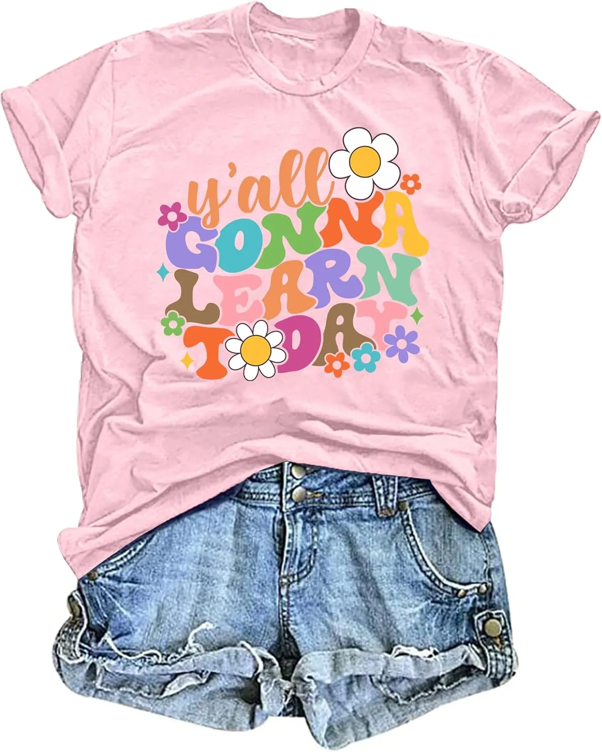 VVNTY Teacher Shirts for Women: Y'all Gonna Learn Today T Shirt Back to School Teacher Tops