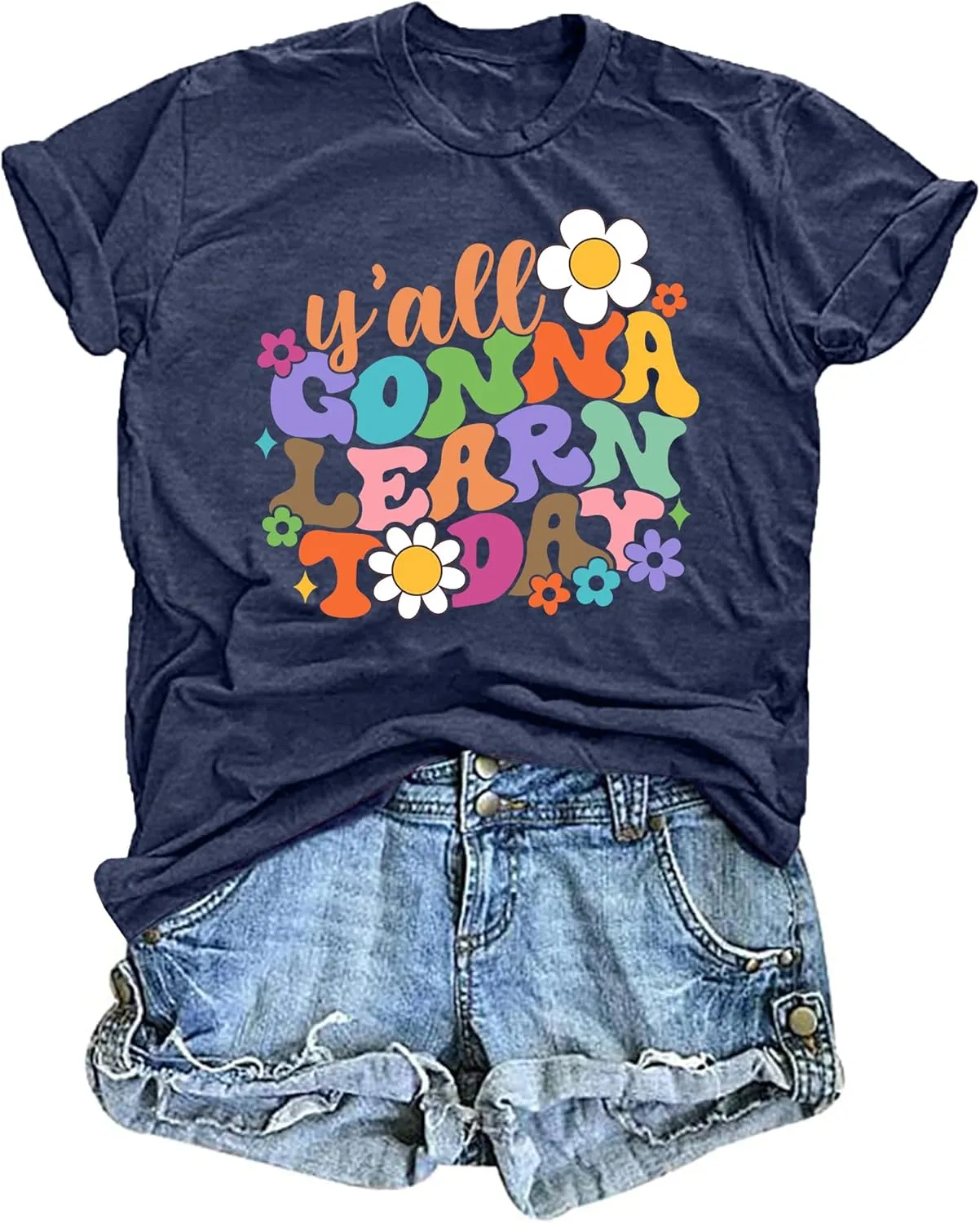 VVNTY Teacher Shirts for Women: Y'all Gonna Learn Today T Shirt Back to School Teacher Tops