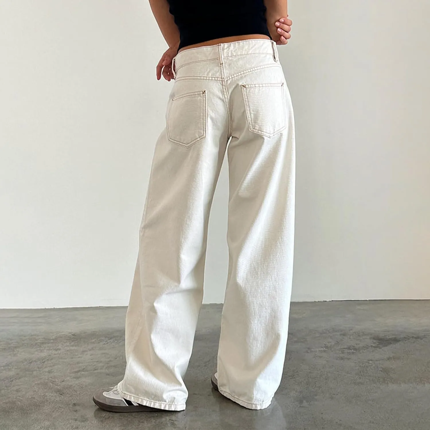Women Low Waist Baggy Jeans Wide Leg Boyfriend Denim Pants Y2k Casual Vintage Trendy Loose Fit Trousers Streetwear